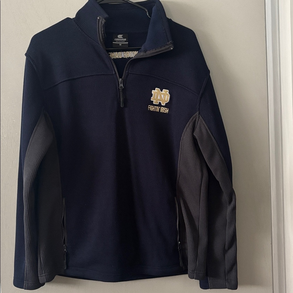Coliseum Navy/Gray Notre Dame 1/4 Zip Jacket Size Medium